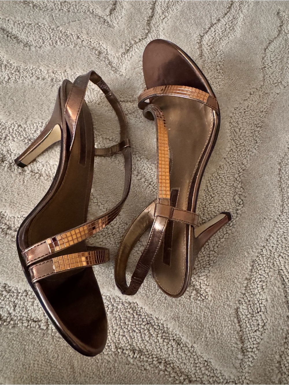 Bandolino Metallic Bronze Mosaic-Accent Slingback Heels